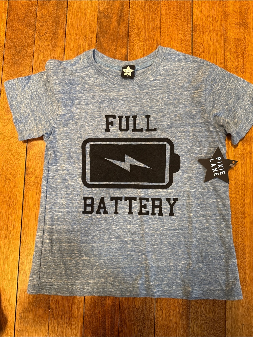 Payce Lane Kids Heather Blue "Full Battery" Graphic Tee